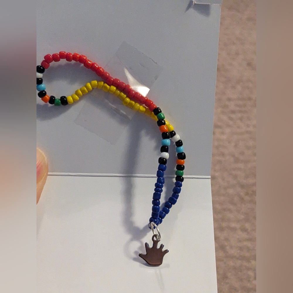 NAHLA Handmade Beaded African Anklet/Bracelet Colorful Stretch With Charm NWT